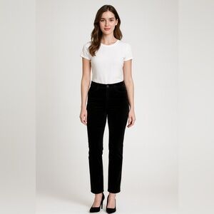 Talbots Women’s Velvet High Waist Straight Leg Black Pants Holiday Size 8